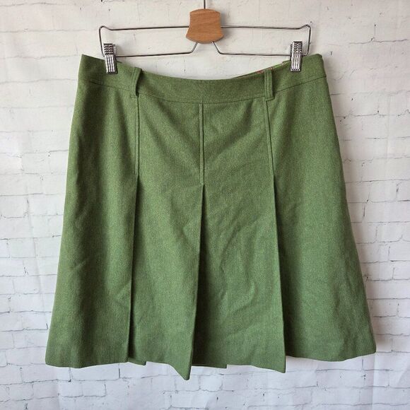 Lilly Pulitzer VTG Y2K Wool Blend Pleated Skirt Size 12 Green Preppy Academia - Picture 1 of 8